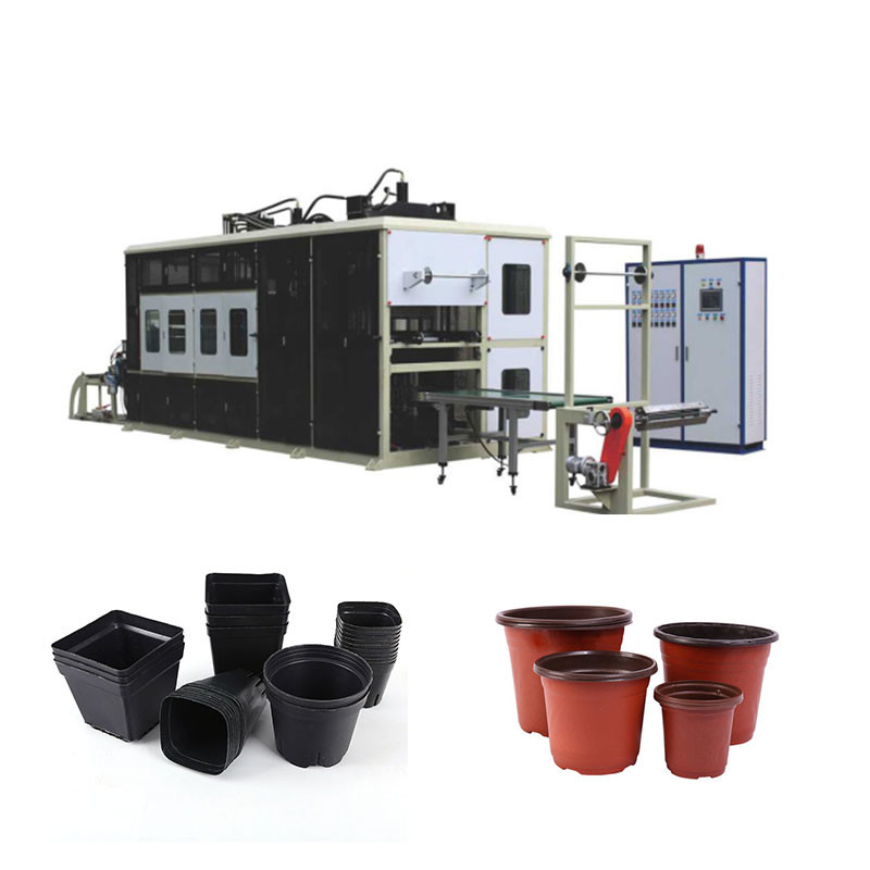 Automatic 4 Station Plastic Flower Pot Thermoforming Machine